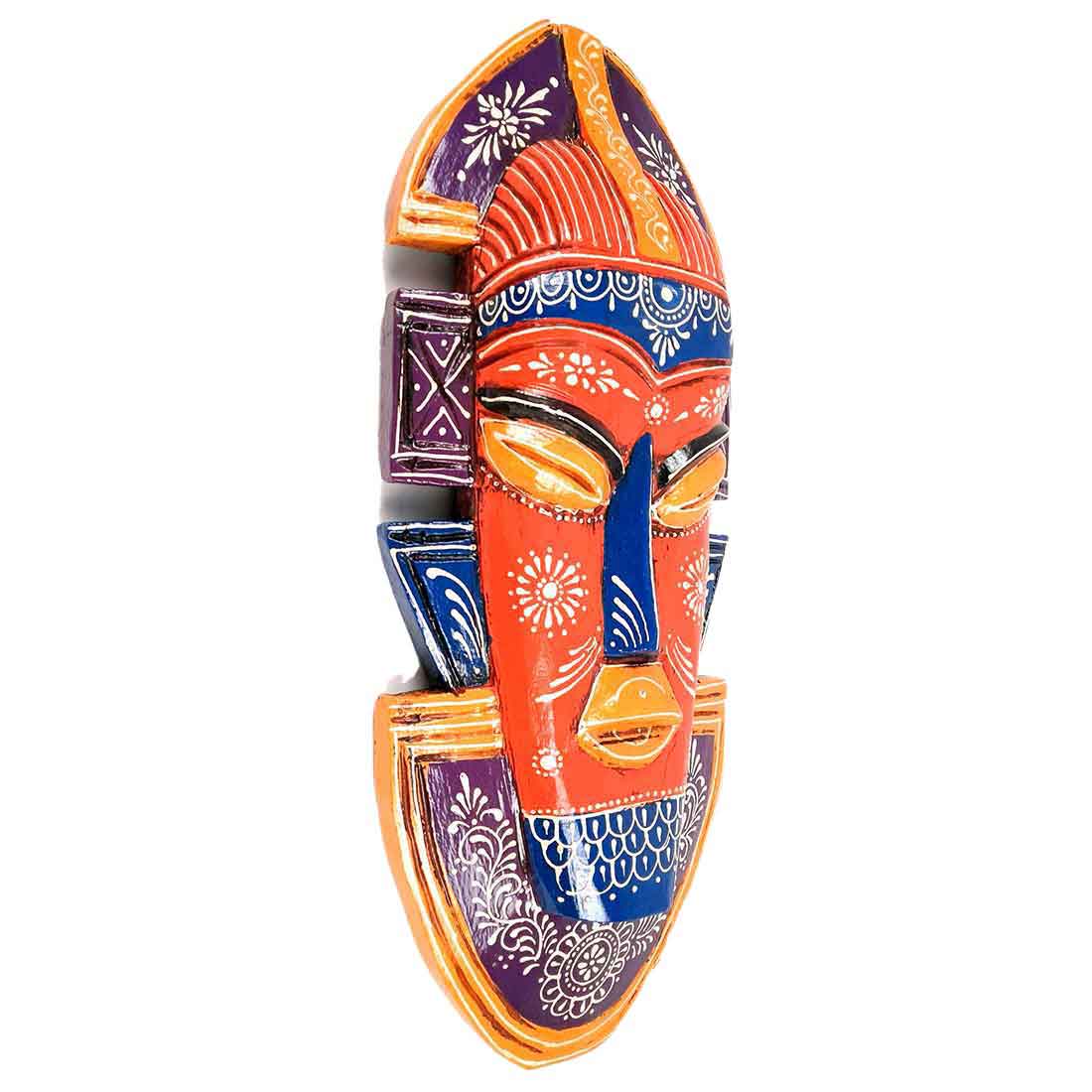 Tribal Mask Wall Hanging - For Wall Décor & Home Decoration - 20 Inch - ApkaMart #color_Orange