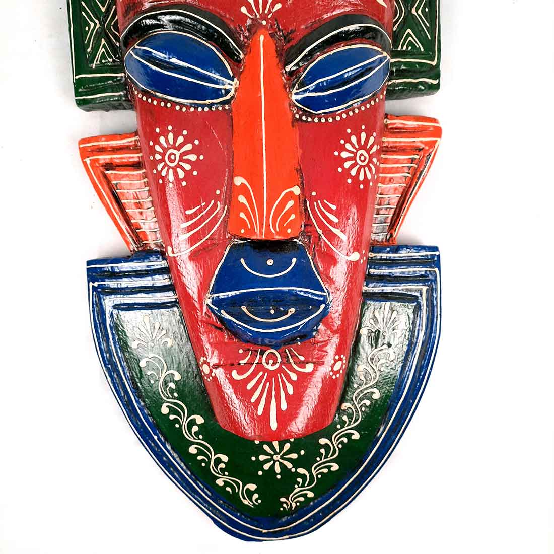 Tribal Mask Wall Hanging - for Home | Office | Cafés Interior Décor - 20 Inch - Apkamart #color_Red