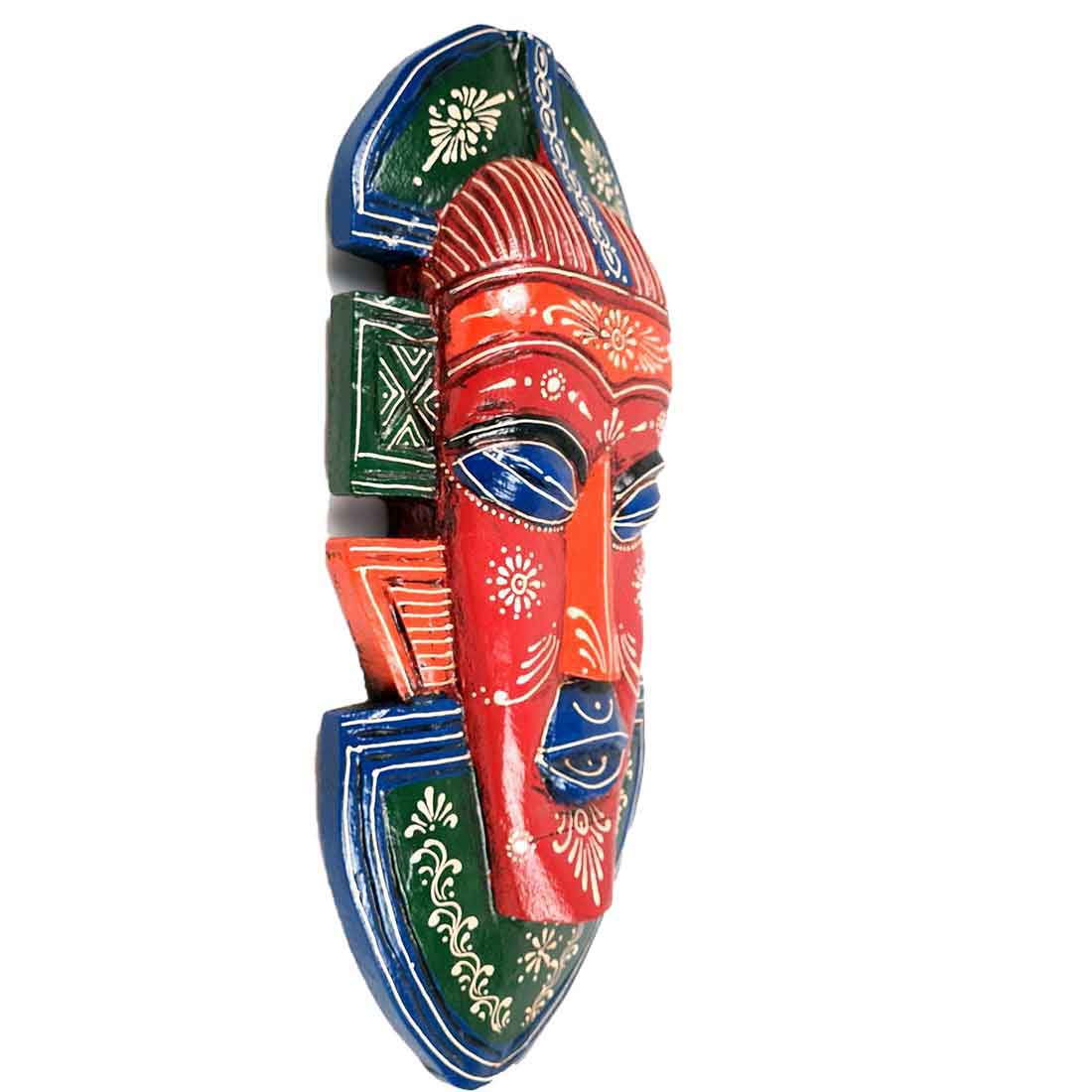 Tribal Mask Wall Hanging - for Home | Office | Cafés Interior Décor - 20 Inch - Apkamart #color_Red