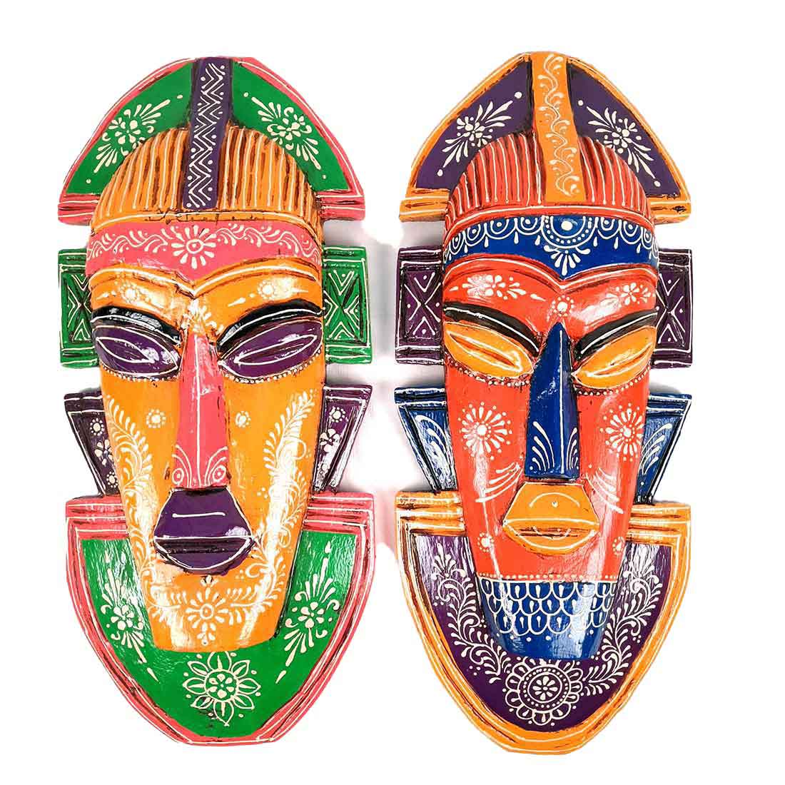 Tribal Egyptian Mask Wall Hanging - for Home Decor & Wall Decoration (Pack of 2) - 20 Inch -Apkamart