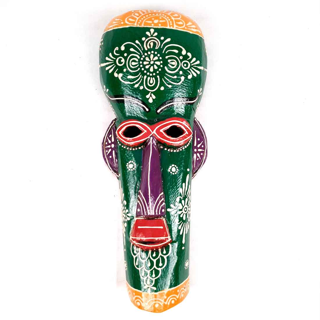 Tribal Egyptian Mask Wall Hanging - For Wall Décor & Home Decoration - 15 inch - ApkaMart #Color_Green