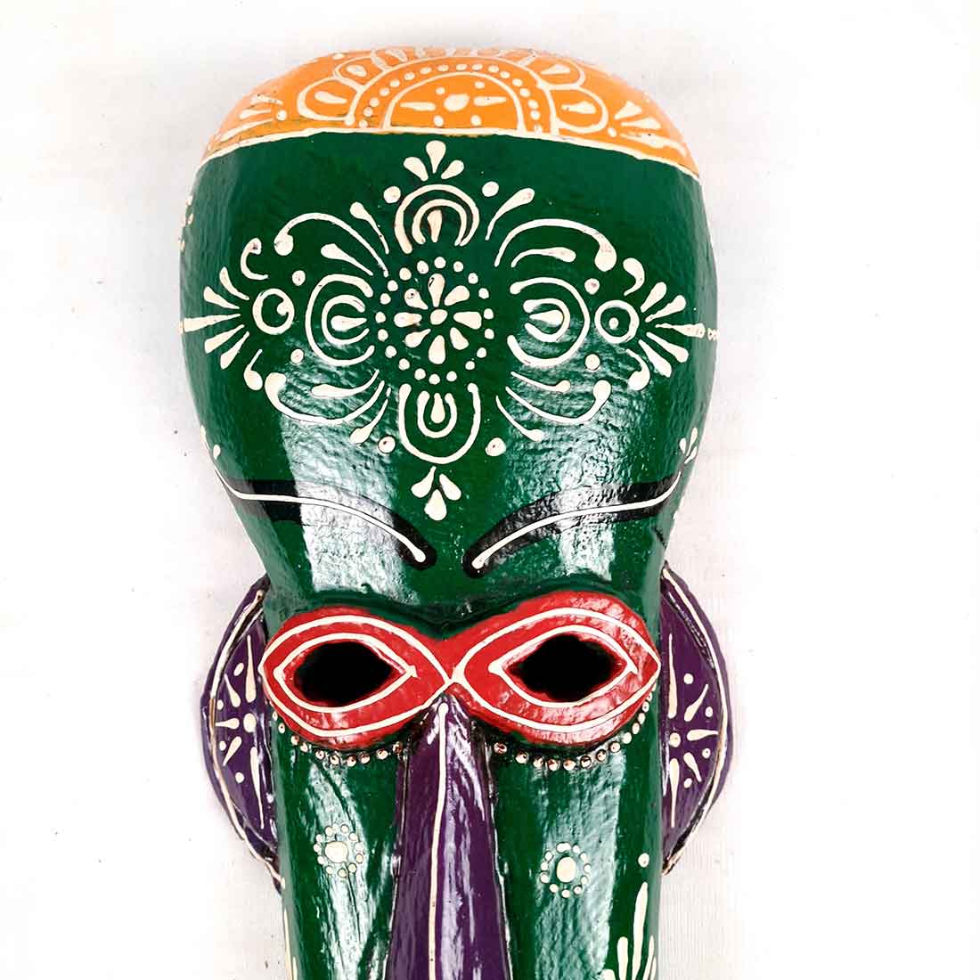 Tribal Egyptian Mask Wall Hanging - For Wall Décor & Home Decoration - 15 inch - ApkaMart #Color_Green