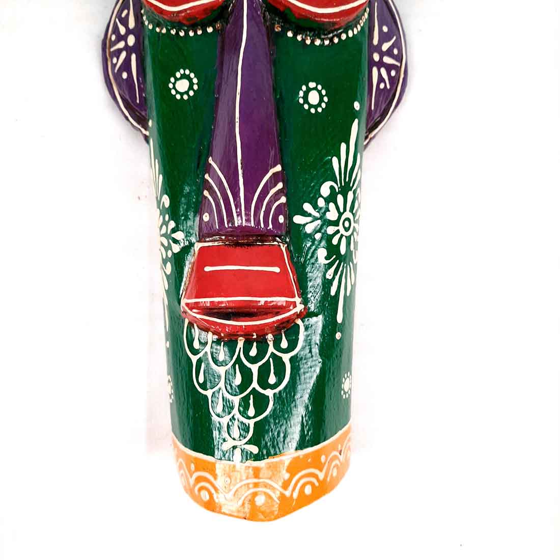 Tribal Egyptian Mask Wall Hanging - For Wall Décor & Home Decoration - 15 inch - ApkaMart #Color_Green