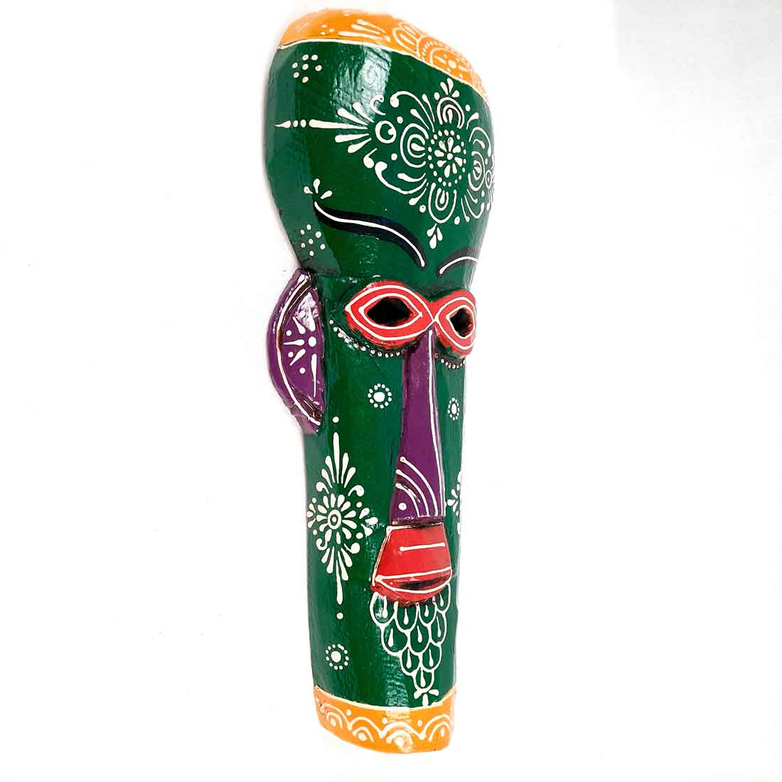 Tribal Egyptian Mask Wall Hanging - For Wall Décor & Home Decoration - 15 inch - ApkaMart #Color_Green