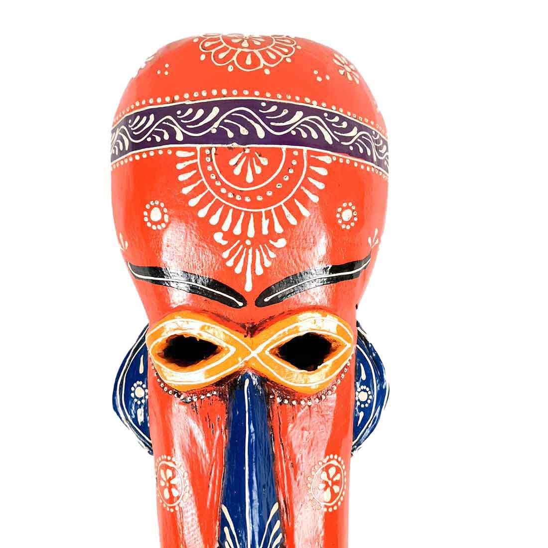 Tribal Egyptian Mask Wall Hanging - For Wall Décor & Home Decoration - 15 inch - ApkaMart #Color_Orange