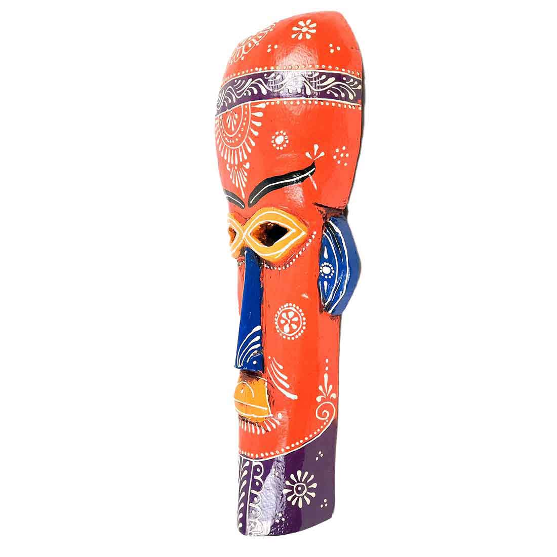 Tribal Egyptian Mask Wall Hanging - For Wall Décor & Home Decoration - 15 inch - ApkaMart #Color_Orange