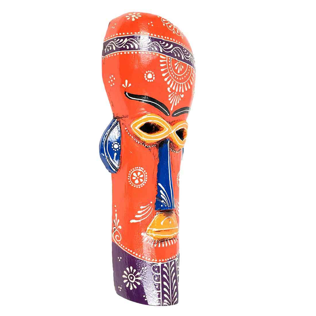 African Tribal Masks | Decorative Mask Wall Hanging - For Wall Decor & Home Interiors (Pack of 2) -15 inch