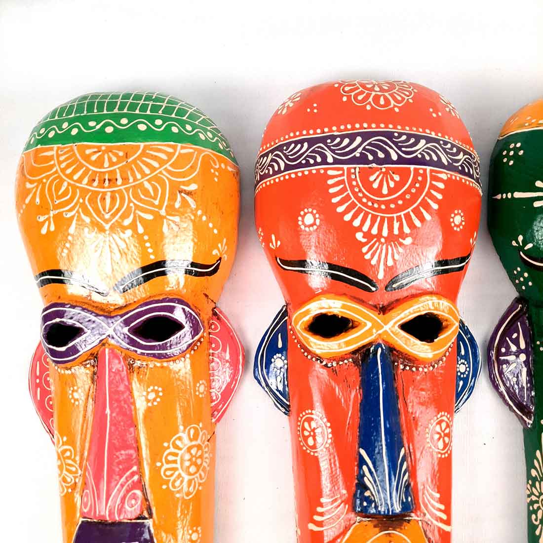 African Tribal Masks | Decorative Mask Wall Hanging - For Wall Decor & Home Interiors (Pack of 2) -15 inch