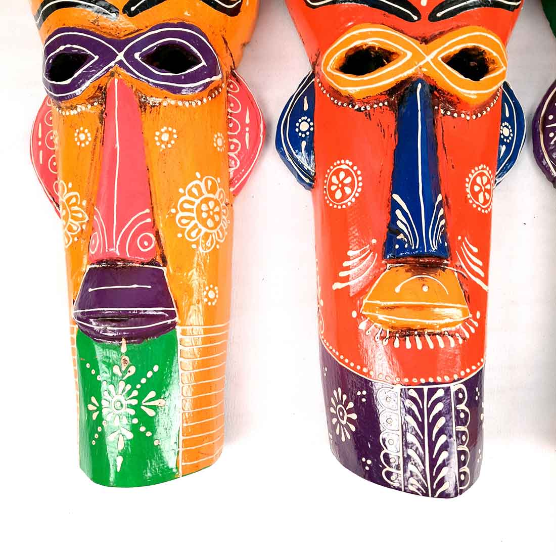 African Tribal Masks | Decorative Mask Wall Hanging - For Wall Decor & Home Interiors (Pack of 2) -15 inch