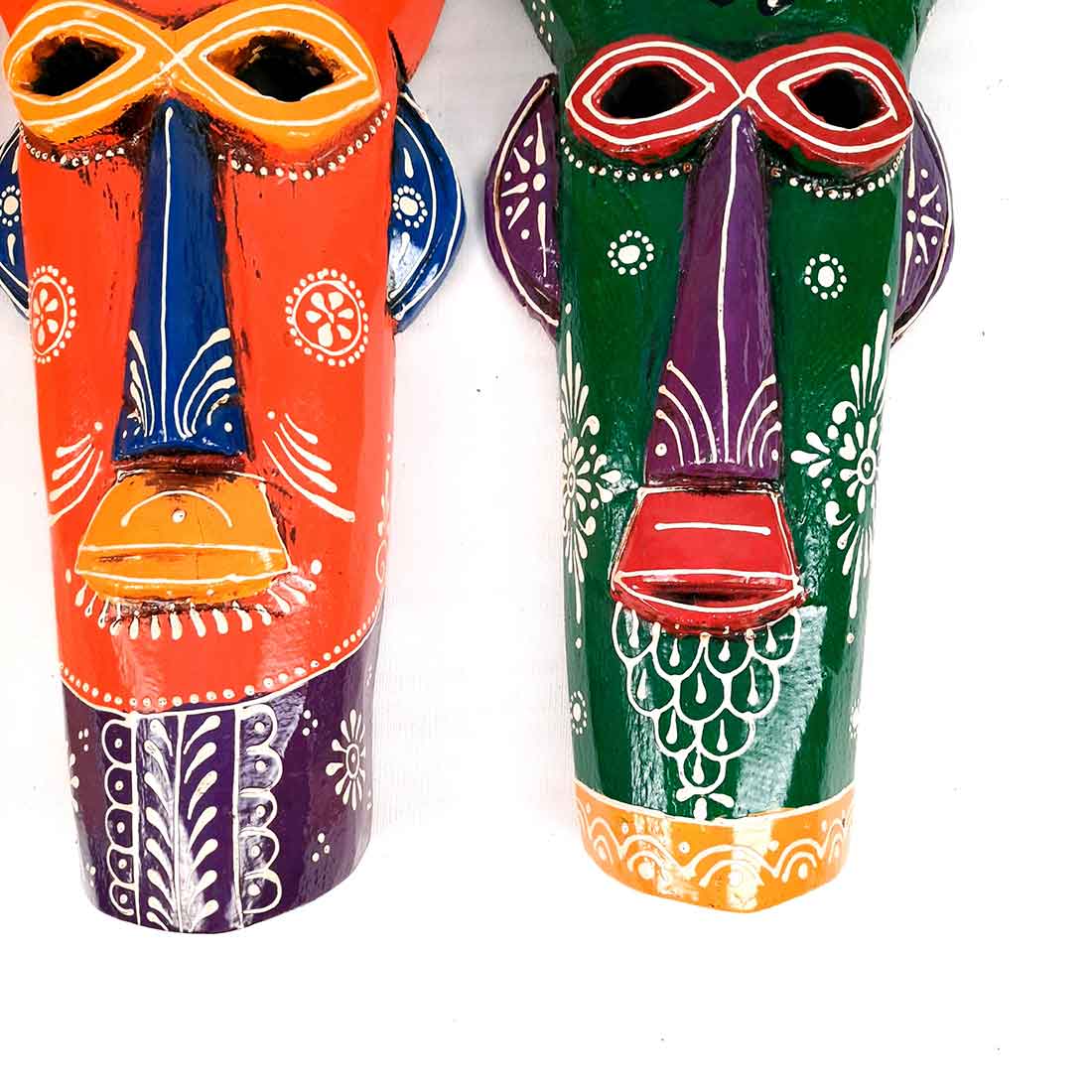 African Tribal Masks | Decorative Mask Wall Hanging - For Wall Decor & Home Interiors (Pack of 2) -15 inch