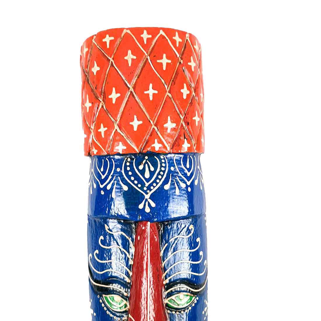 Tribal Egyptian Mask Wall Hanging - for Room Decor & Gifts - 12 Inch - ApkaMart #color_blue