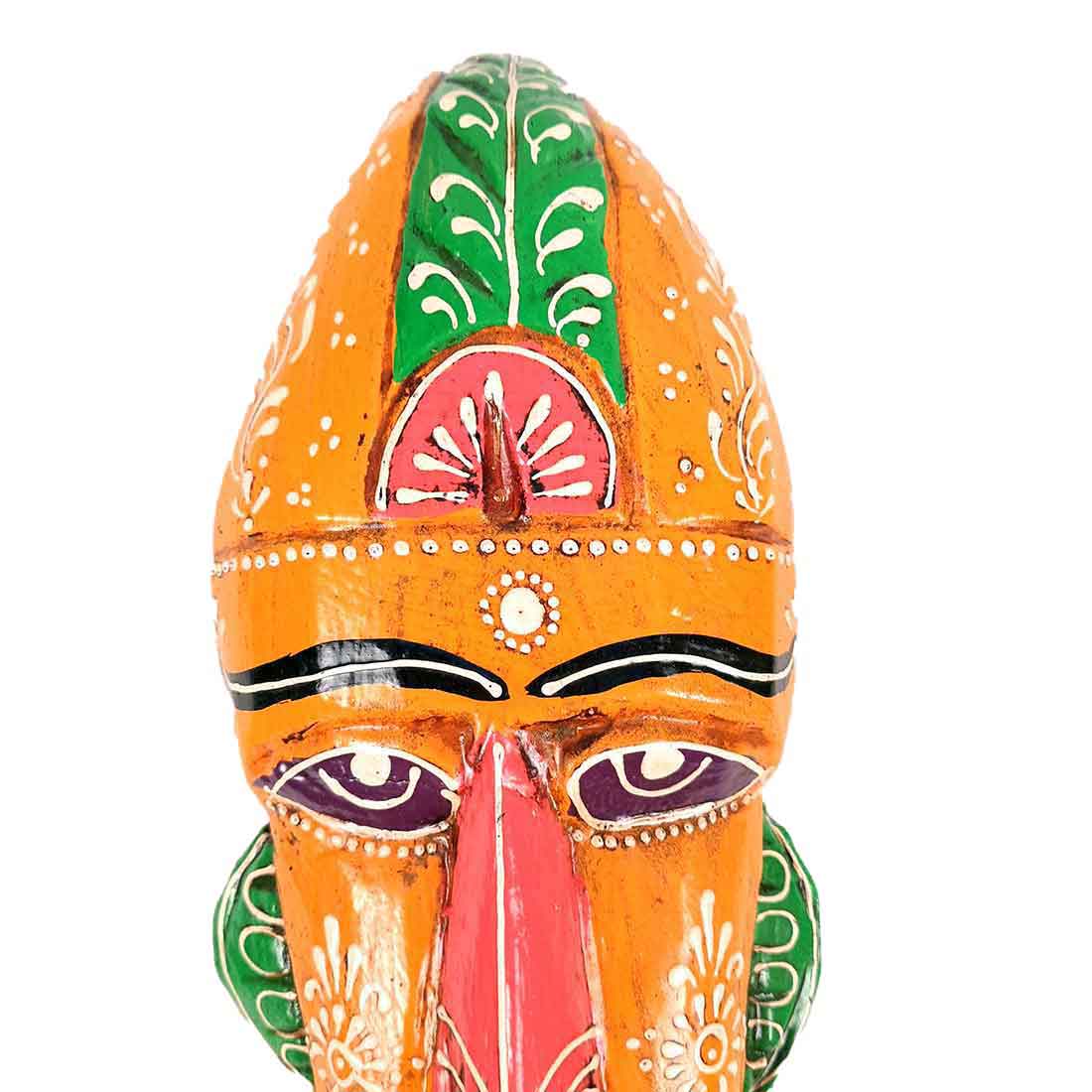 African Tribal Mask Wall Hanging | Rustic Wall Decor - for Home & Entrance Decor - 12 Inch