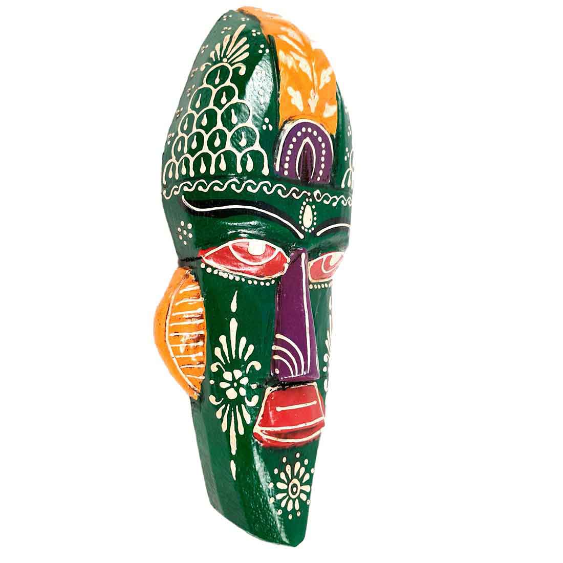 Wooden Tribal Masks Wall Hanging | Rustic Wall Decor Mask - For Home Entrance, Wall Decor & Gifts (Pack of 2) 12 Inch - Apkamart #Style_Style 5
