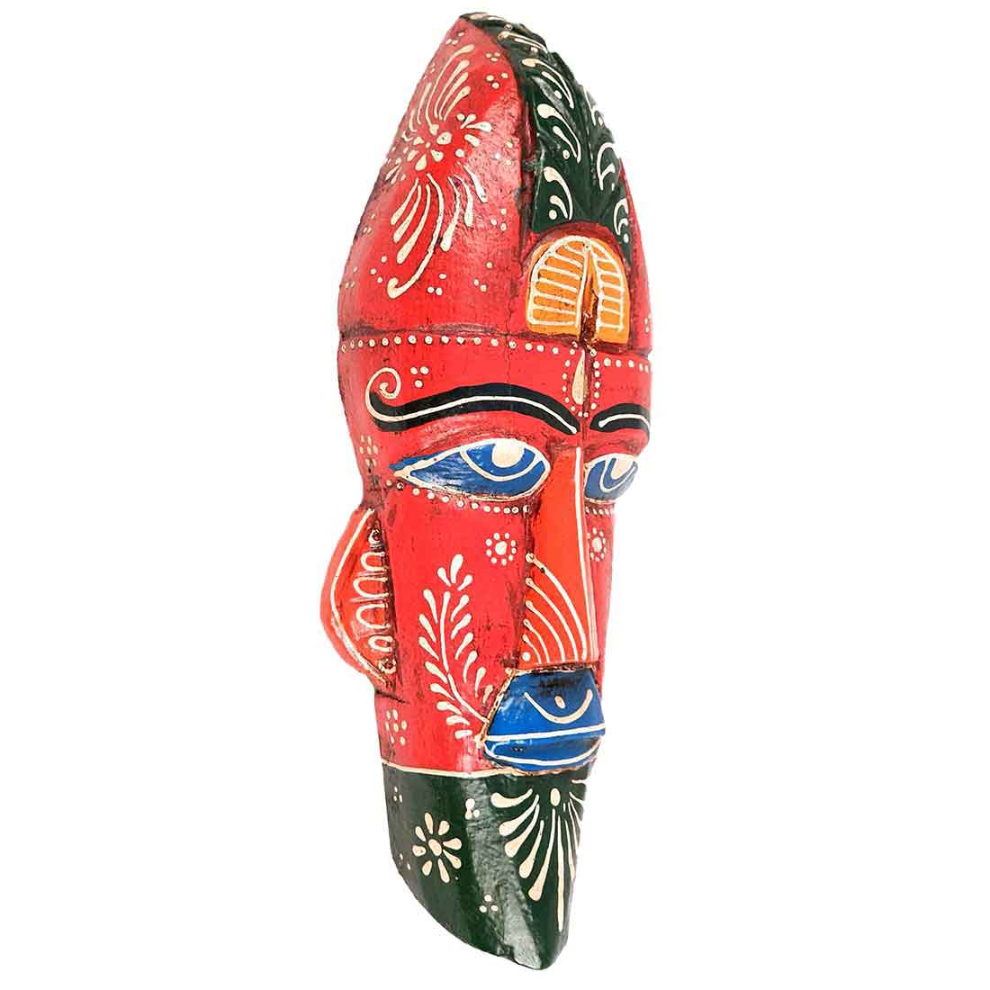 Wooden Tribal Masks Wall Hanging | Rustic Wall Decor Mask - For Home Entrance, Wall Decor & Gifts (Pack of 2) 12 Inch - Apkamart #Style_Style 1