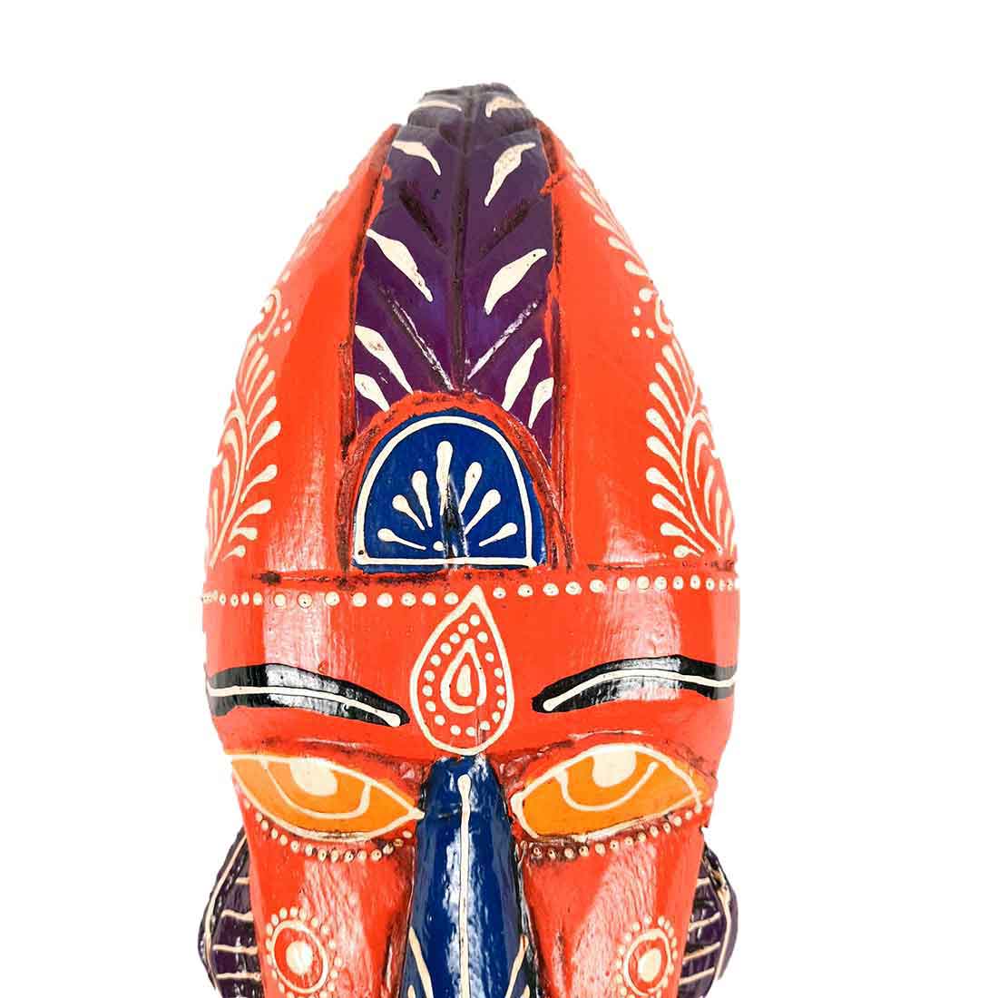 Tribal Mask Wall Hanging | Wooden Mask - for Home | Office | Cafés Interior Décor - 12 Inch