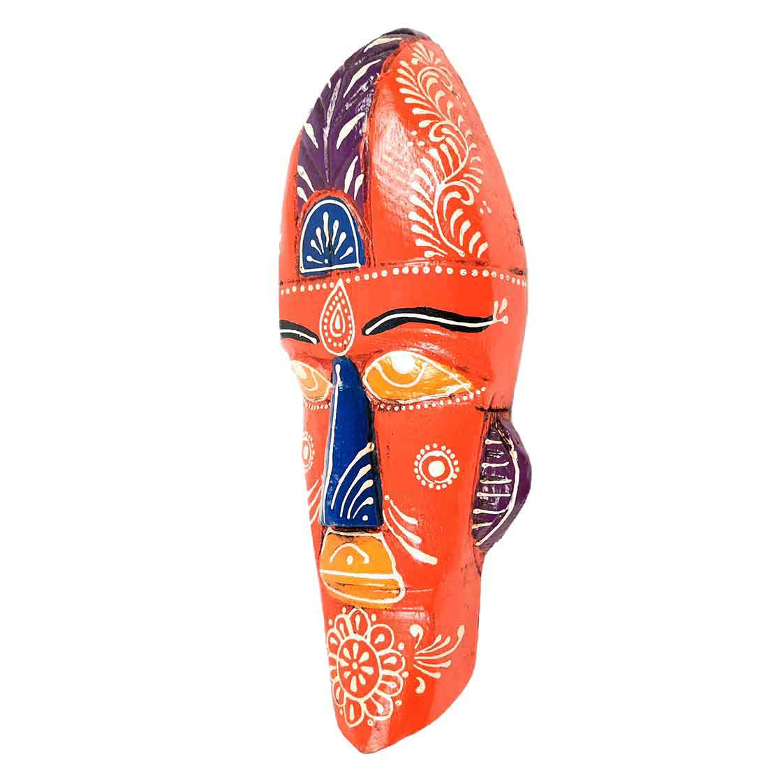 Wooden Tribal Masks Wall Hanging | Rustic Wall Decor Mask - For Home Entrance, Wall Decor & Gifts (Pack of 2) 12 Inch - Apkamart #Style_Style 3