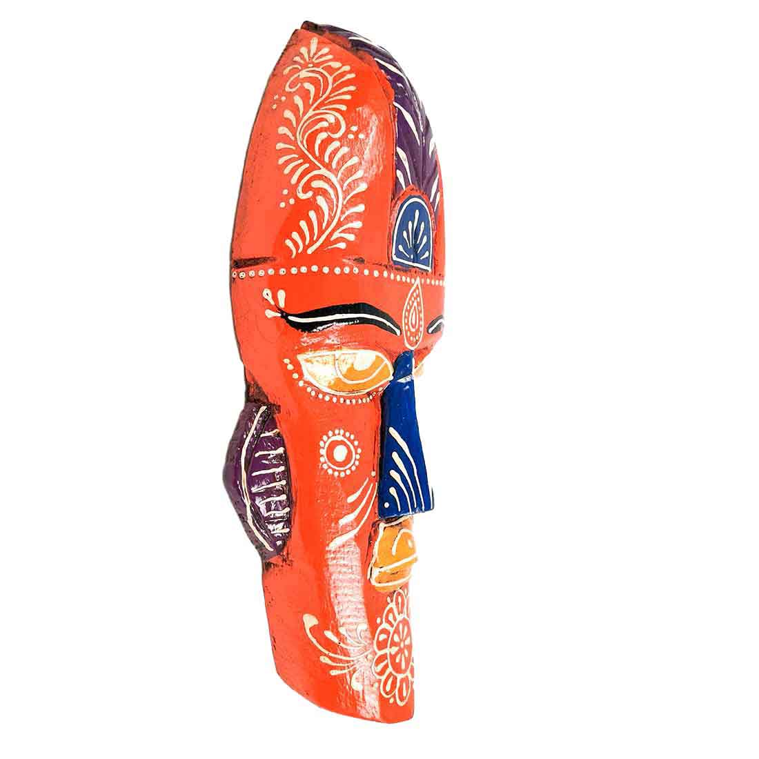 Wooden Tribal Masks Wall Hanging | Rustic Wall Decor Mask - For Home Entrance, Wall Decor & Gifts (Pack of 2) 12 Inch - Apkamart #Style_Style 3