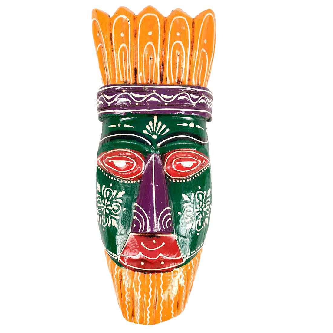 African Style Wall Decor Mask - Wall Hanging For Living room & Entrance Decor - 12 Inch - Apkamart #color_Green