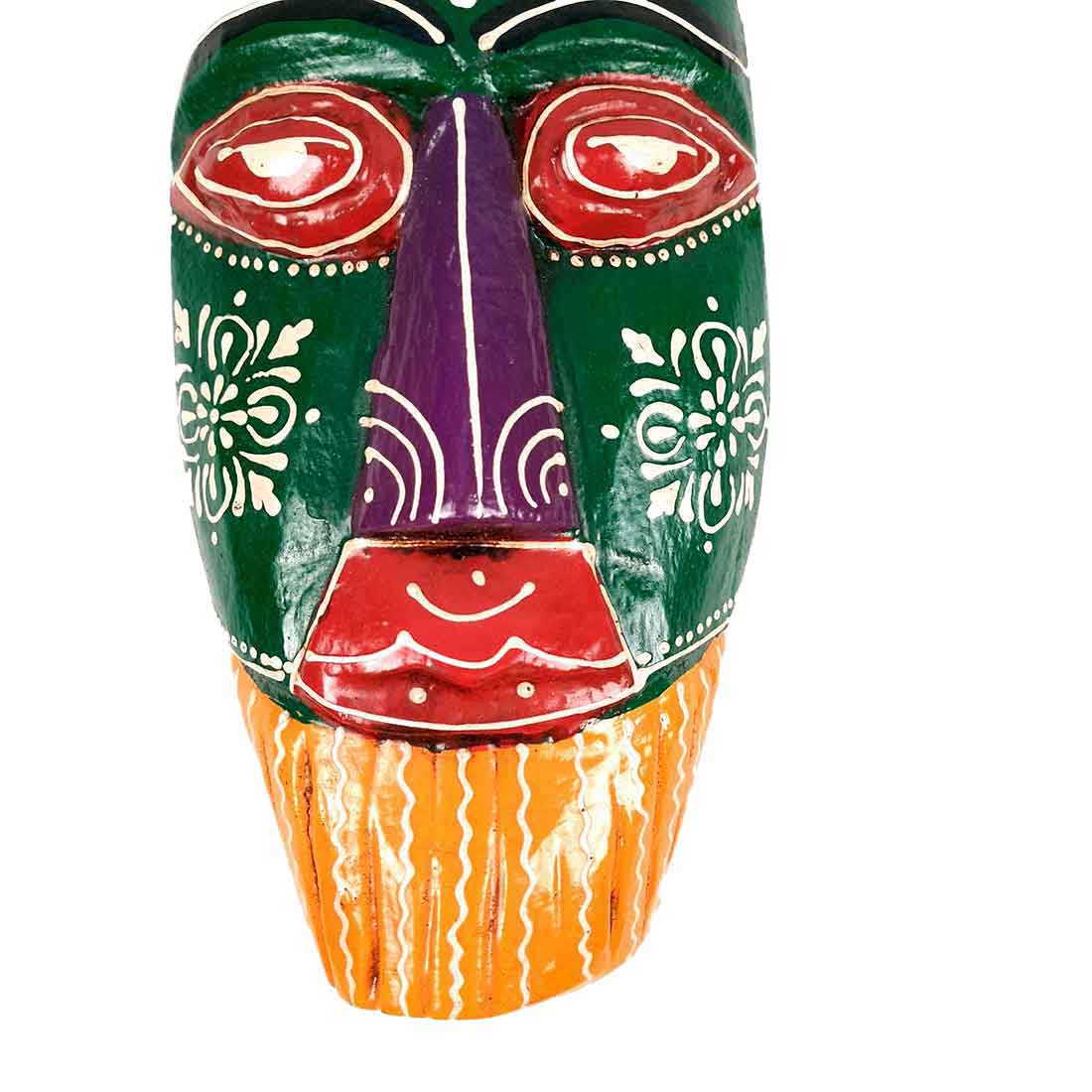 African Style Wall Decor Mask - Wall Hanging For Living room & Entrance Decor - 12 Inch - Apkamart #color_Green