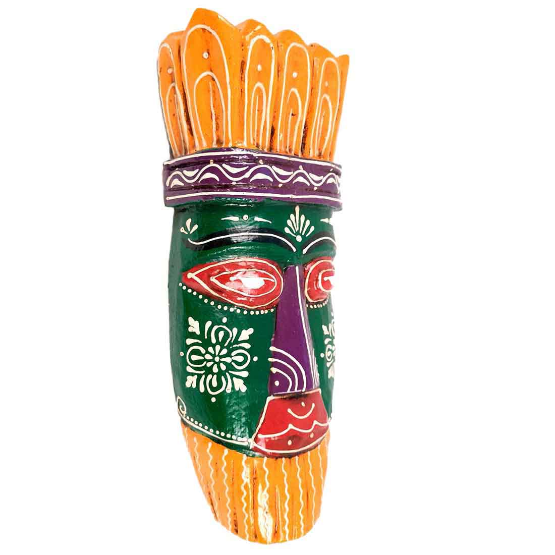 African Style Wall Decor Mask - Wall Hanging For Living room & Entrance Decor - 12 Inch - Apkamart #color_Green