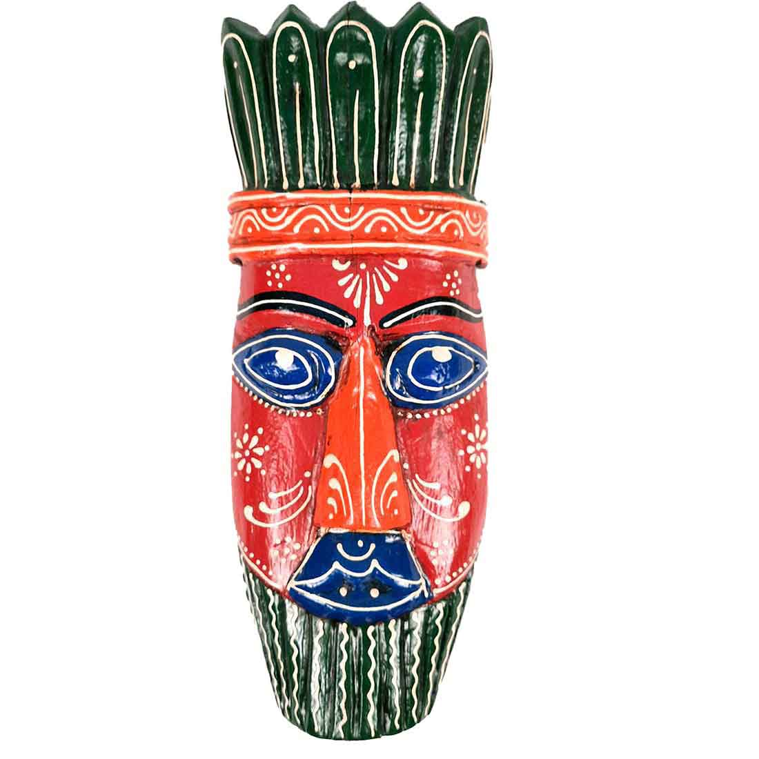 African Style Wall Decor Mask - Wall Hanging For Living room & Entrance Decor - 12 Inch - Apkamart #color_Red