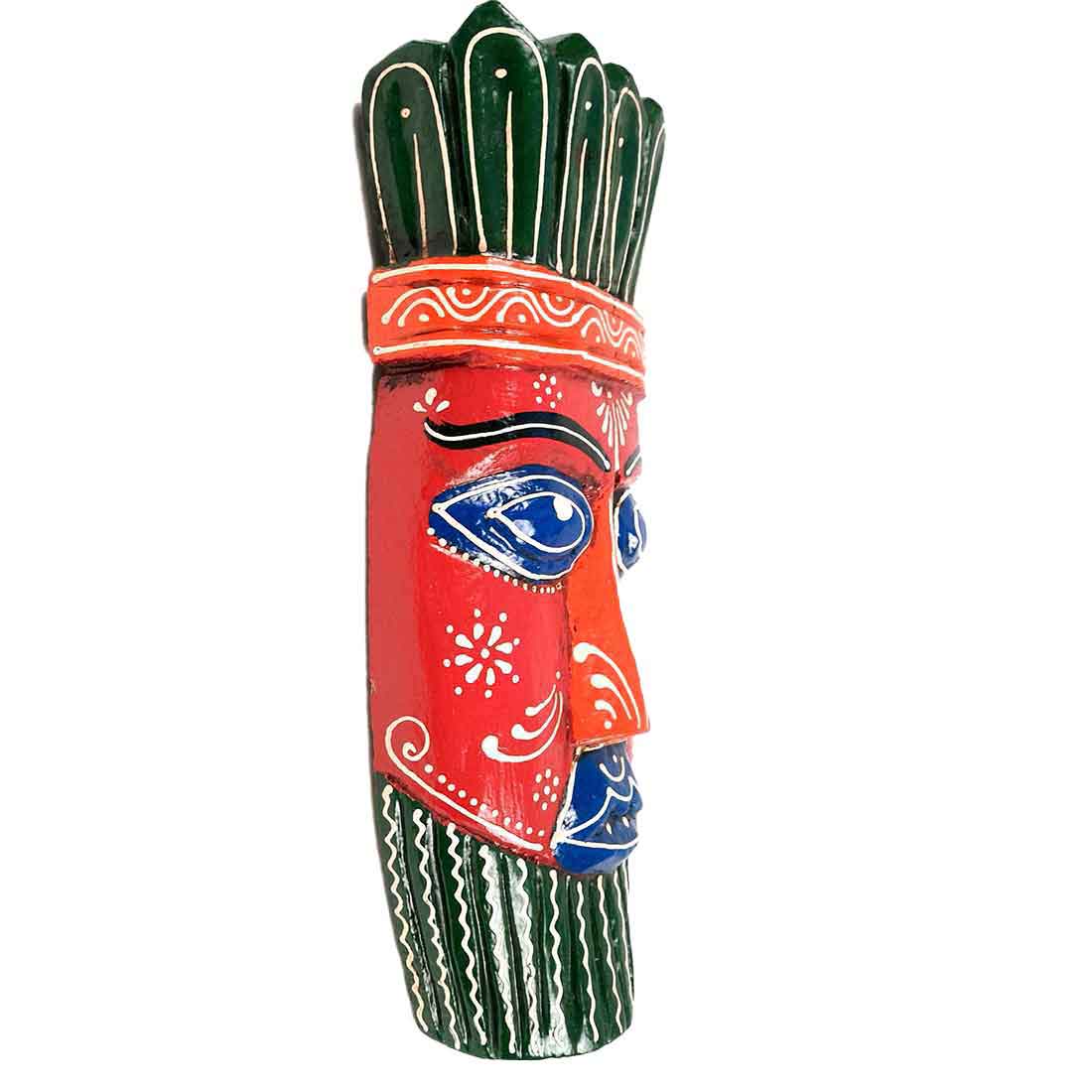 African Style Wall Decor Mask - Wall Hanging For Living room & Entrance Decor - 12 Inch - Apkamart #color_Red