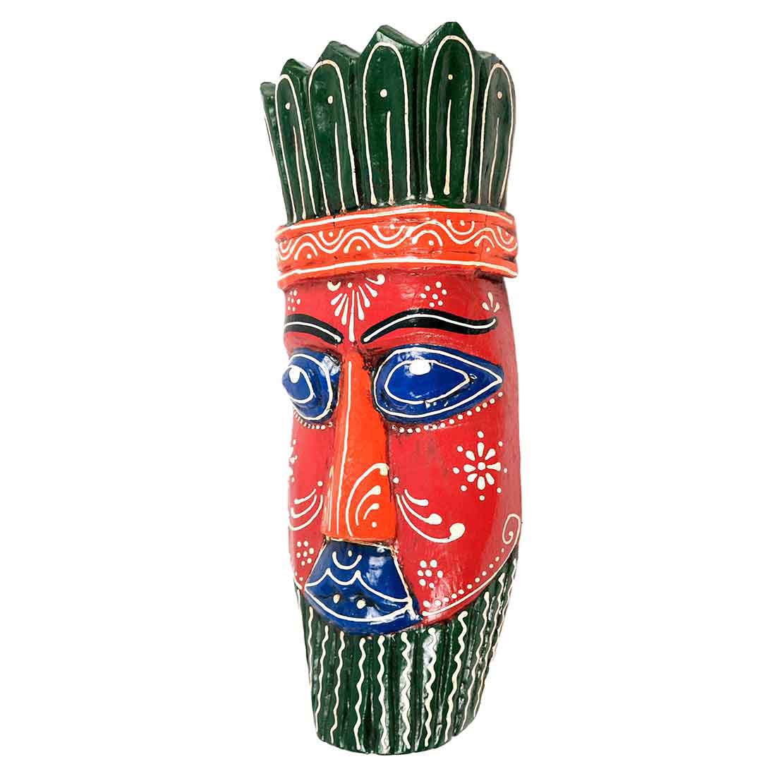 African Style Wall Decor Mask - Wall Hanging For Living room & Entrance Decor - 12 Inch - Apkamart #color_Red