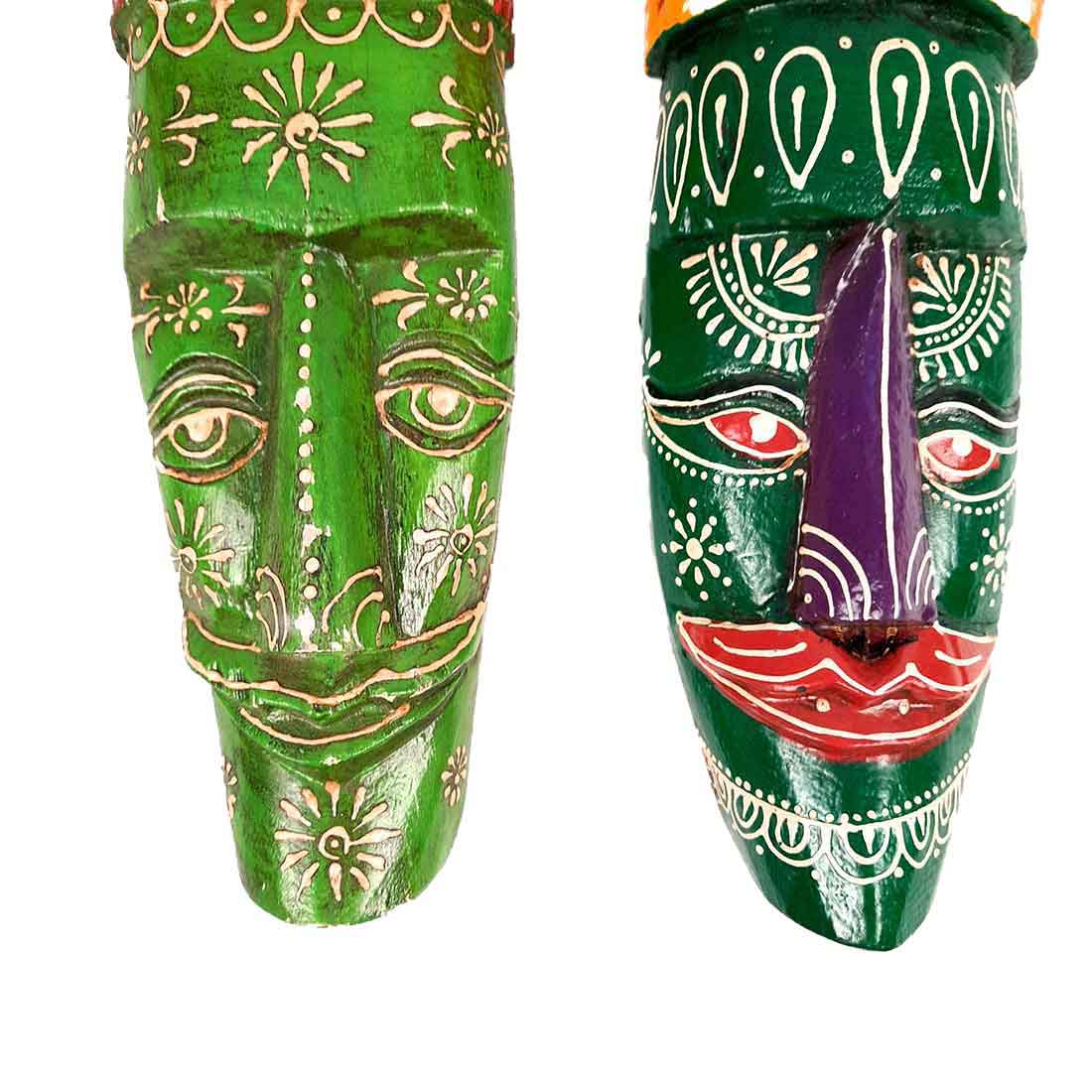 African Style Wall Decor Mask | Tribal Art Masks - For Home, Entrance & Wall Hanging (Pack of 2) - 12 Inch - Apkamart #Style_Style 2