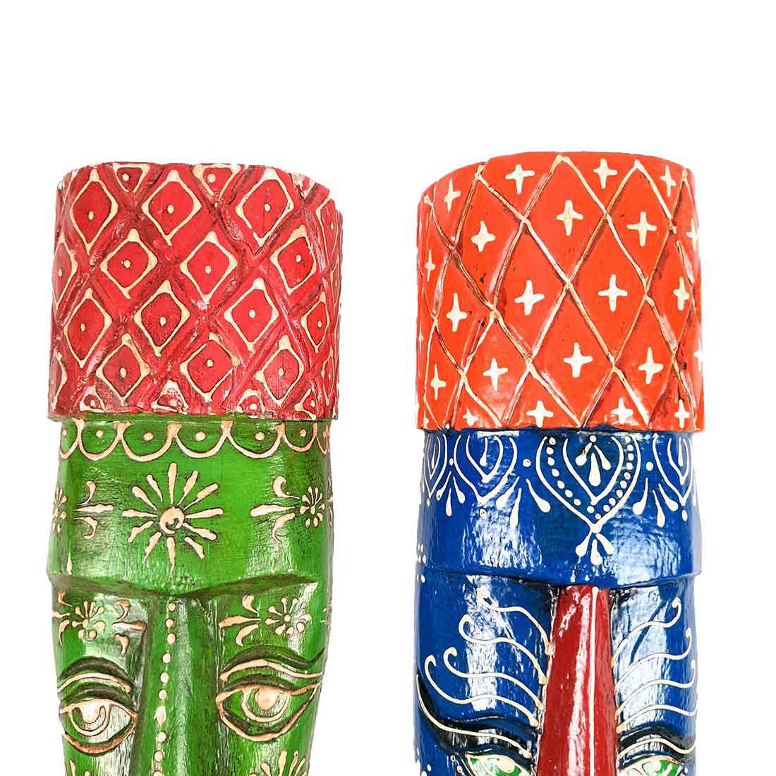 African Style Wall Decor Mask | Tribal Art Masks - For Home, Entrance & Wall Hanging (Pack of 2) - 12 Inch - Apkamart #Style_Style 5