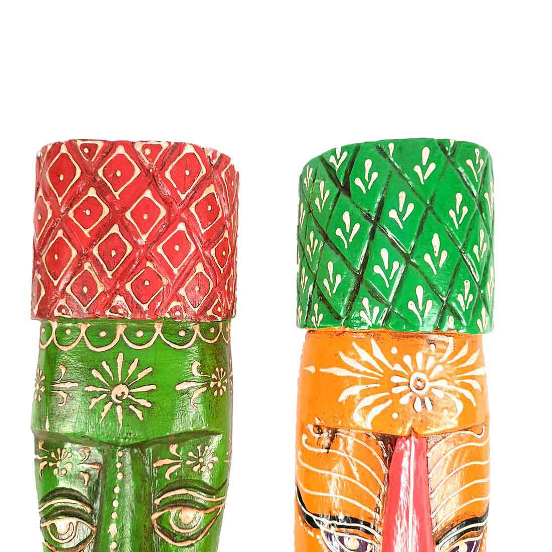 African Style Wall Decor Mask | Tribal Art Masks - For Home, Entrance & Wall Hanging (Pack of 2) - 12 Inch - Apkamart #Style_Style 4