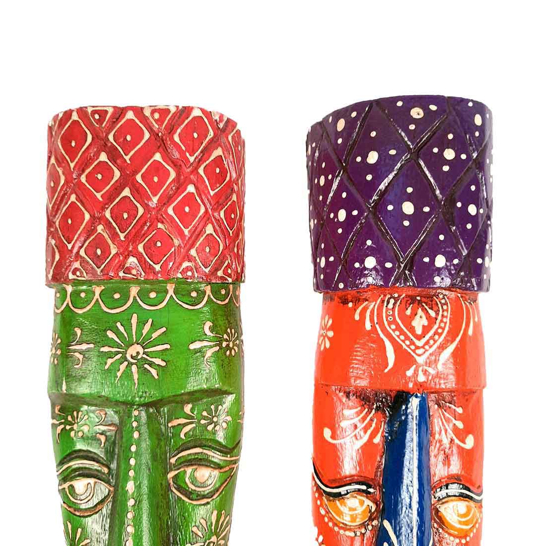 African Style Wall Decor Mask | Tribal Art Masks - For Home, Entrance & Wall Hanging (Pack of 2) - 12 Inch - Apkamart #Style_Style 1