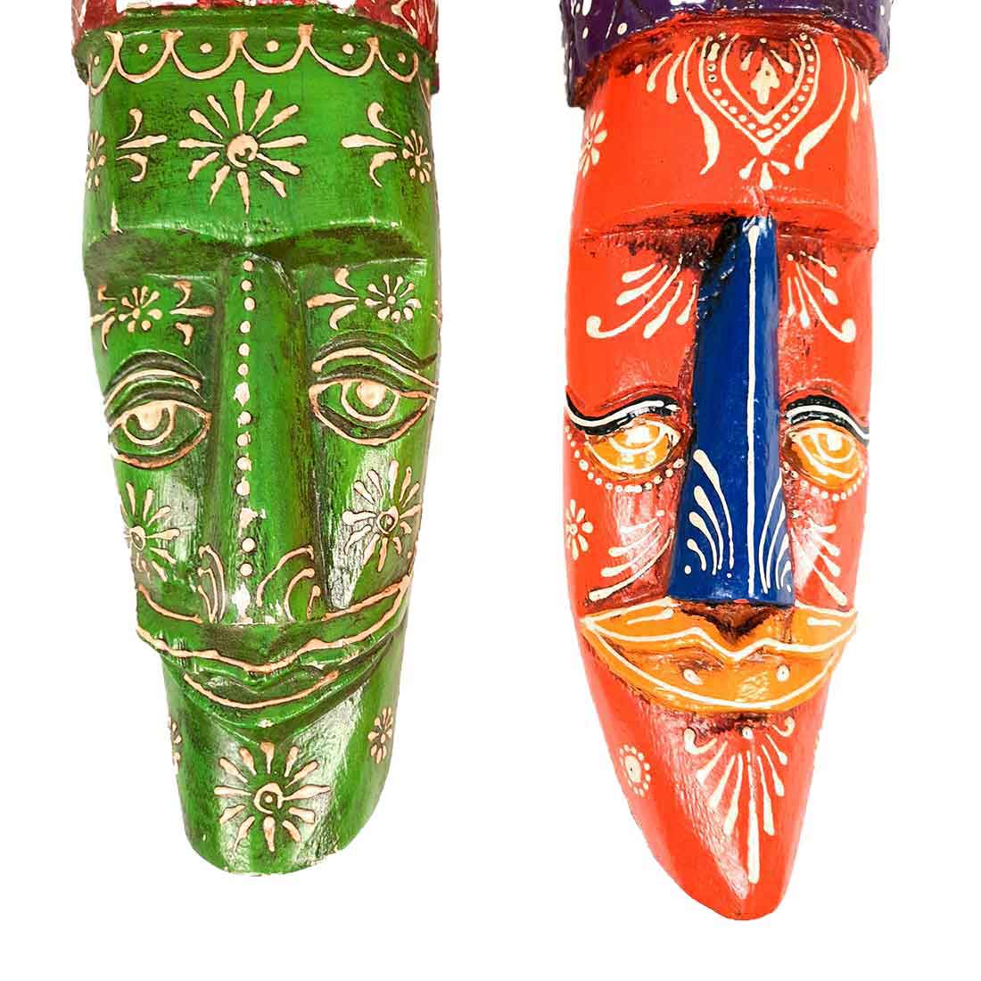 African Style Wall Decor Mask | Tribal Art Masks - For Home, Entrance & Wall Hanging (Pack of 2) - 12 Inch - Apkamart #Style_Style 1