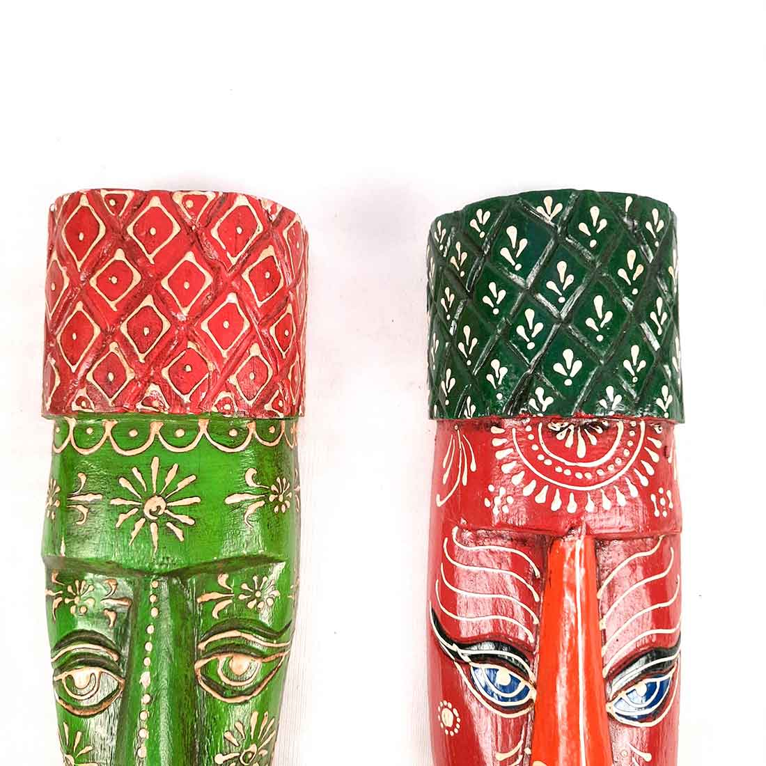 African Style Wall Decor Mask | Tribal Art Masks - For Home, Entrance & Wall Hanging (Pack of 2) - 12 Inch - Apkamart #Style_Style 3