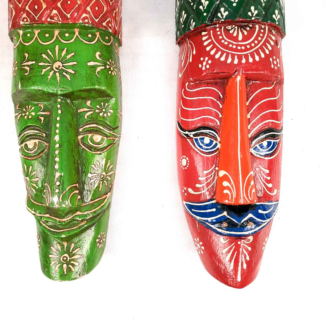 African Style Wall Decor Mask | Tribal Art Masks - For Home, Entrance & Wall Hanging (Pack of 2) - 12 Inch - Apkamart #Style_Style 3