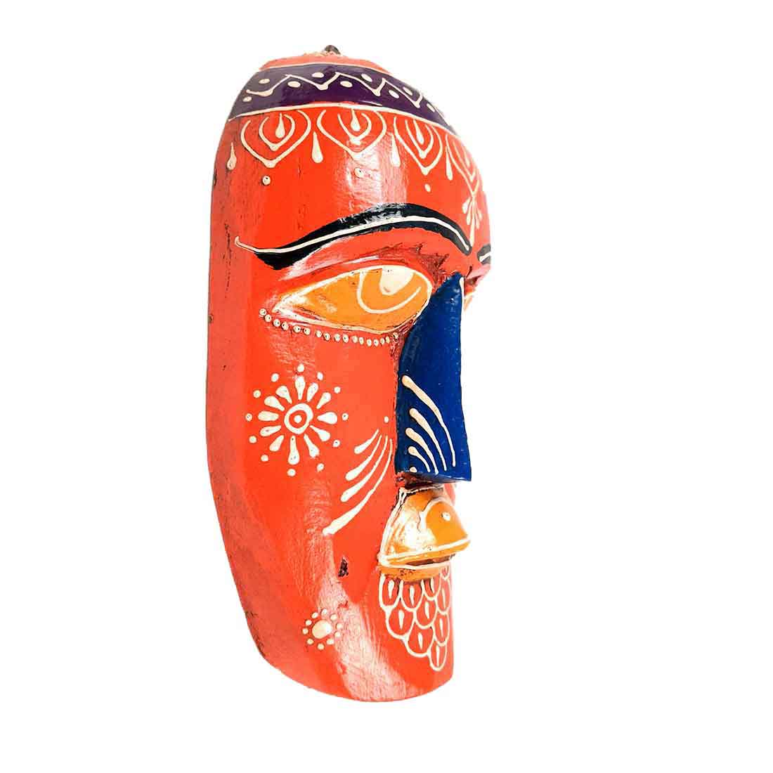 African Wall Mask | Carved Wooden Mask - For Home Decor & Gifts (Pack of 5) - 9 Inch - Apkamart