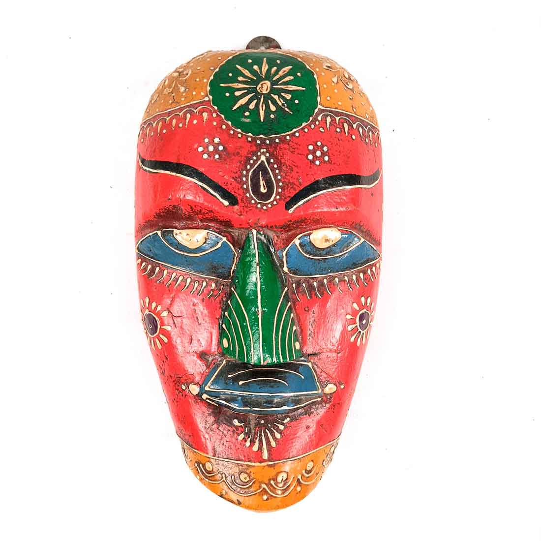 Tribal Mask Wall Hanging | Ethnic Wall Art - for Home Decor & Rustic Wall Decor - 9 Inch - Apkamart