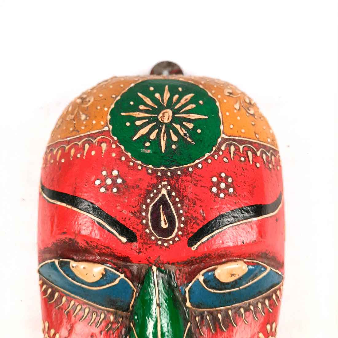 Tribal Mask Wall Hanging | Ethnic Wall Art - for Home Decor & Rustic Wall Decor - 9 Inch - Apkamart