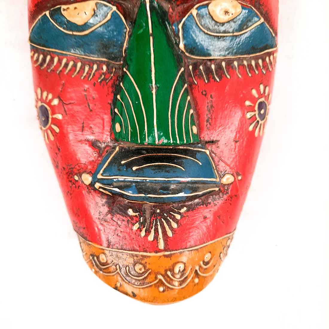 Tribal Mask Wall Hanging | Ethnic Wall Art - for Home Decor & Rustic Wall Decor - 9 Inch - Apkamart