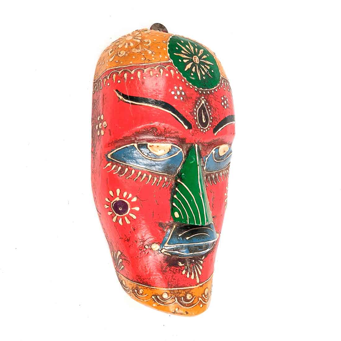 Tribal Mask Wall Hanging | Ethnic Wall Art - for Home Decor & Rustic Wall Decor - 9 Inch - Apkamart