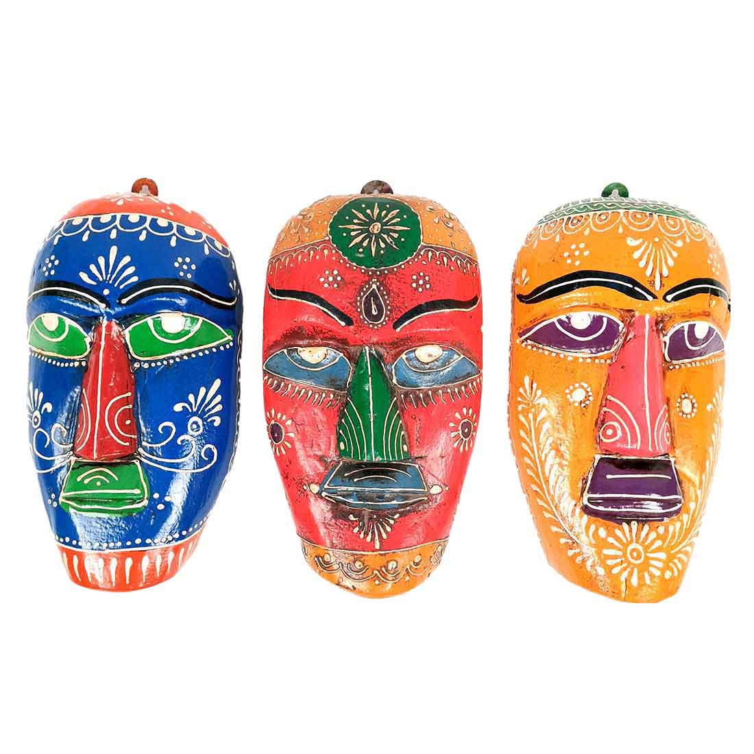 Handmade African Masks | Ethnic Wall Masks - for Wall & Home Decoration (Pack of 3) - 9 Inch - Apkamart #Style_Pack of 3