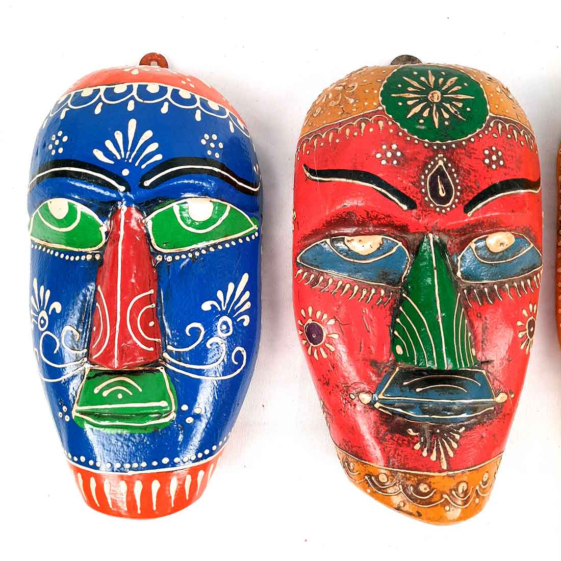 Handmade African Masks | Ethnic Wall Masks - for Wall & Home Decoration (Pack of 3) - 9 Inch - Apkamart #Style_Pack of 3