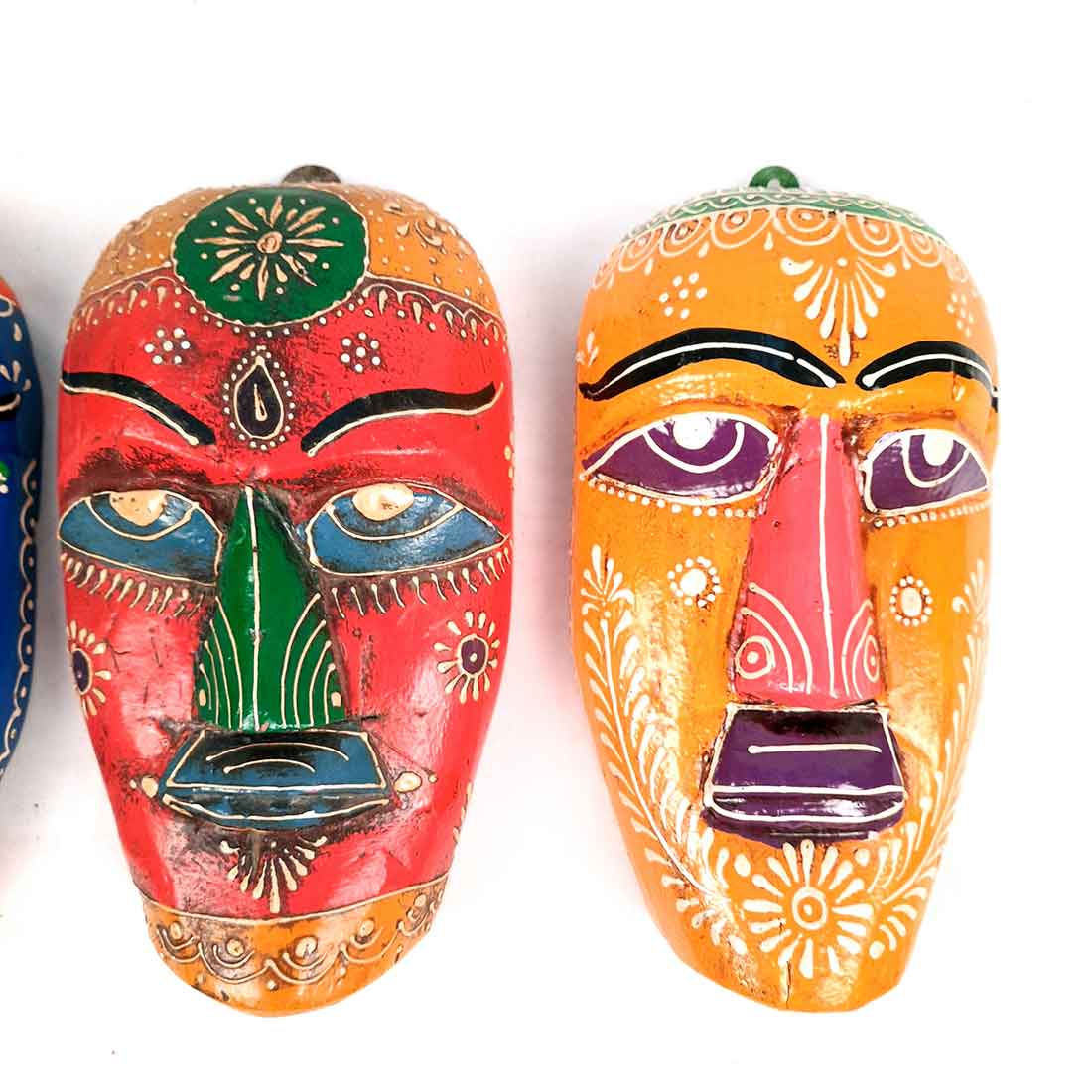 Handmade African Masks | Ethnic Wall Masks - for Wall & Home Decoration (Pack of 3) - 9 Inch - Apkamart #Style_Pack of 3