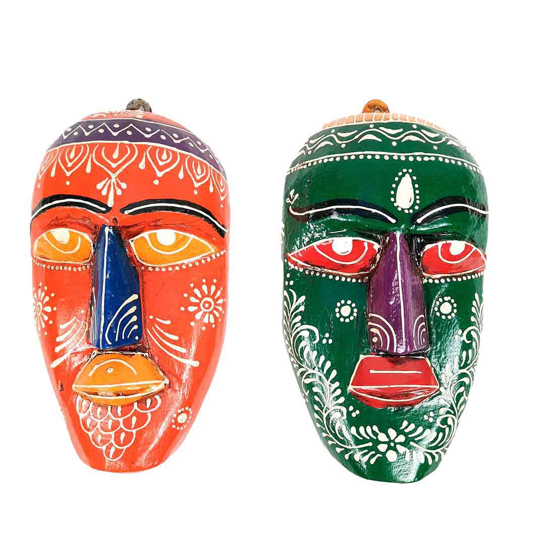 Handmade African Masks | Ethnic Wall Masks - for Wall & Home Decoration (Pack of 3) - 9 Inch - Apkamart #Style_Pack of 2