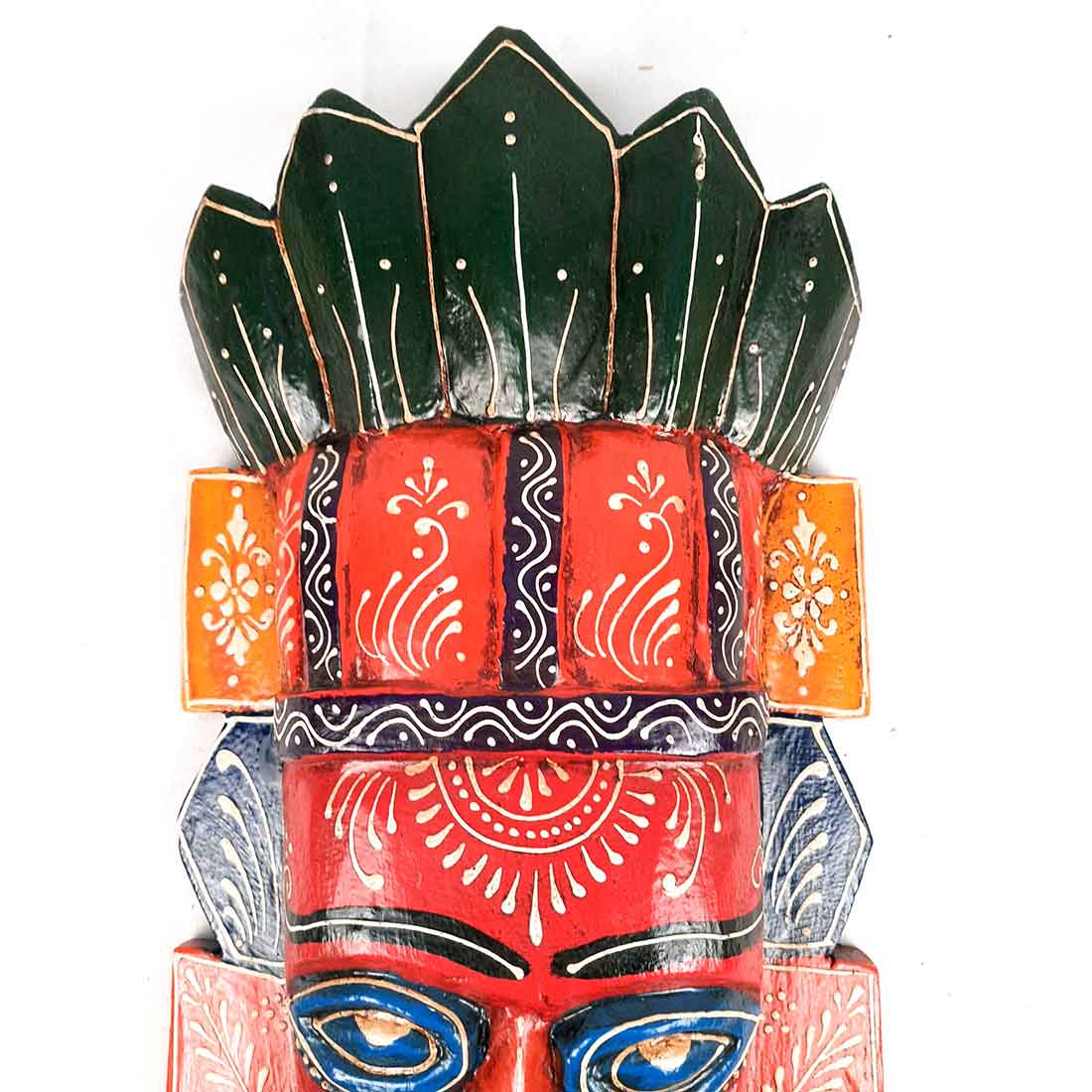 Wall Mask Nazar Battu | Decorative Tribal Masks For Home Entrance & Living Room | African Egyptian Big Face Hanging - For House, Door, Hall-Way, Balcony Decoration - apkamart #Color_Red