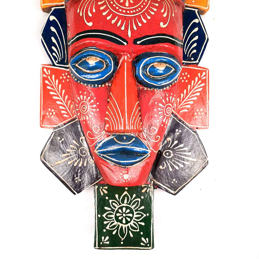 Wall Mask Nazar Battu | Decorative Tribal Masks For Home Entrance & Living Room | African Egyptian Big Face Hanging - For House, Door, Hall-Way, Balcony Decoration - apkamart #Color_Red