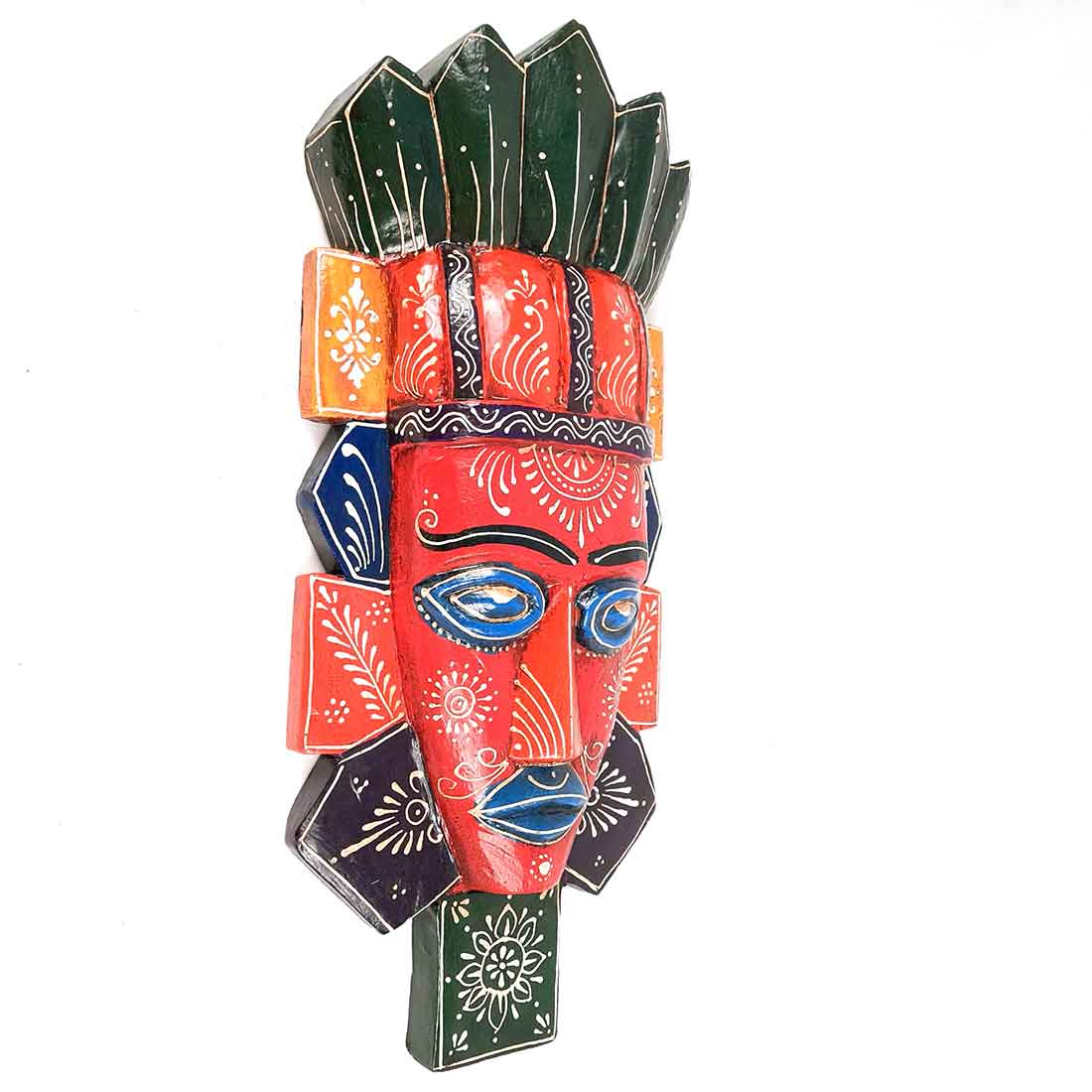 Wall Mask Nazar Battu | Decorative Tribal Masks For Home Entrance & Living Room | African Egyptian Big Face Hanging - For House, Door, Hall-Way, Balcony Decoration - apkamart #Color_Red