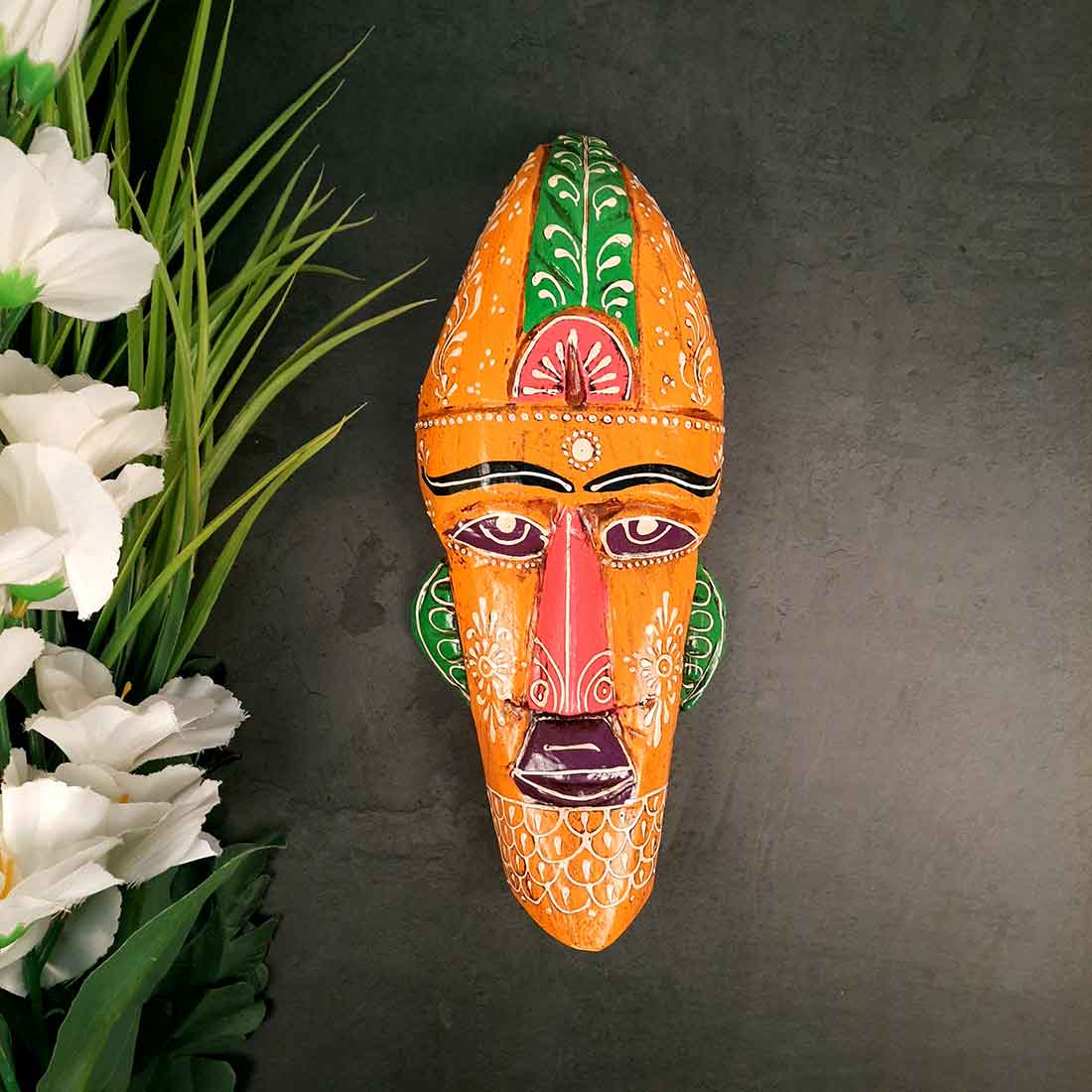 African Tribal Mask Wall Hanging | Rustic Wall Decor - for Home & Entrance Decor - 12 Inch