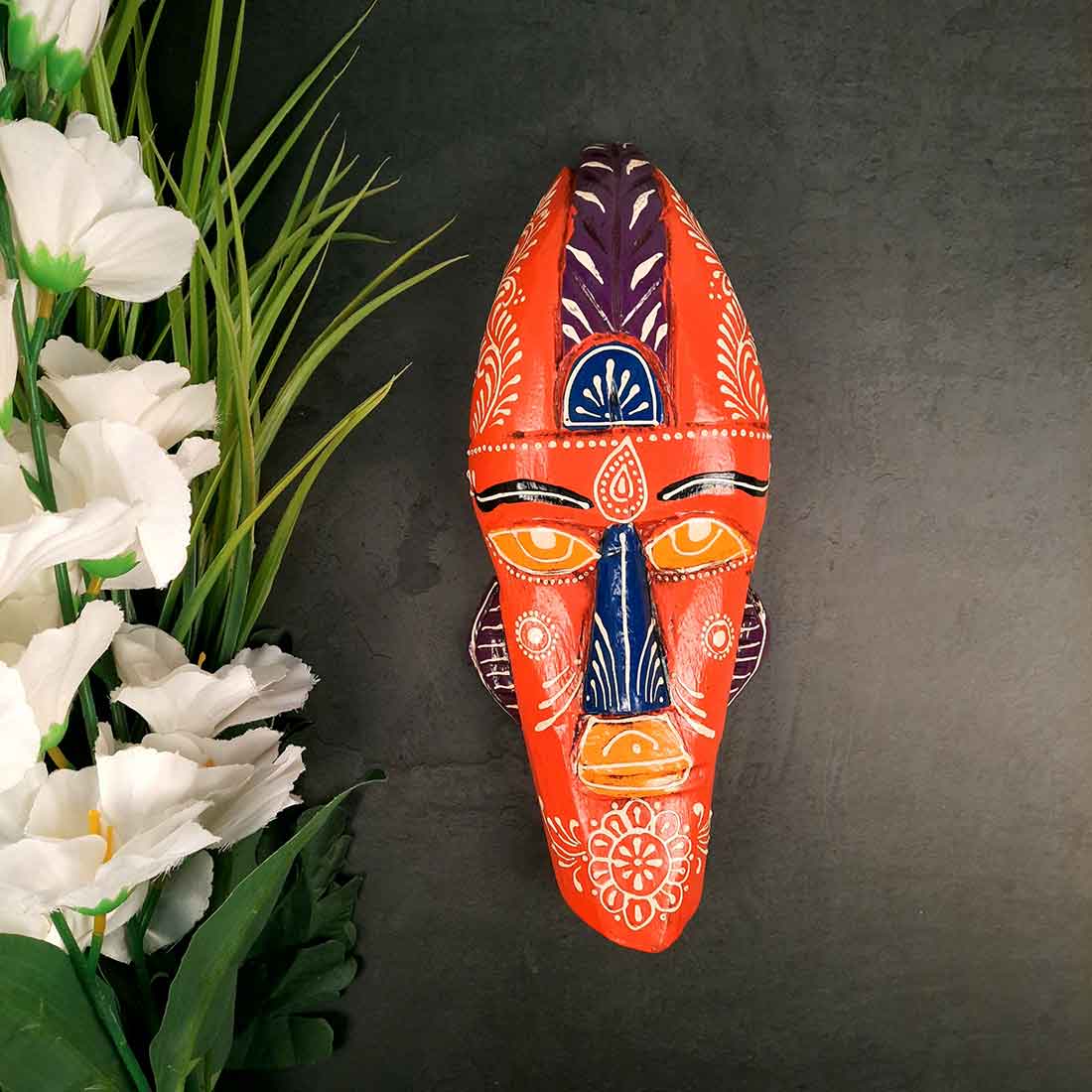 Tribal Mask Wall Hanging | Wooden Mask - for Home | Office | Cafés Interior Décor - 12 Inch