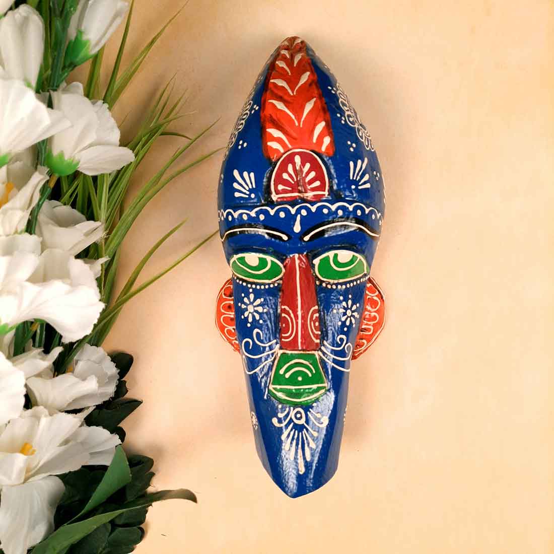 Wooden Tribal Masks Wall Hanging | Rustic Wall Decor Mask - For Home Entrance, Wall Decor & Gifts (Pack of 2) 12 Inch - Apkamart #Style_Style 2