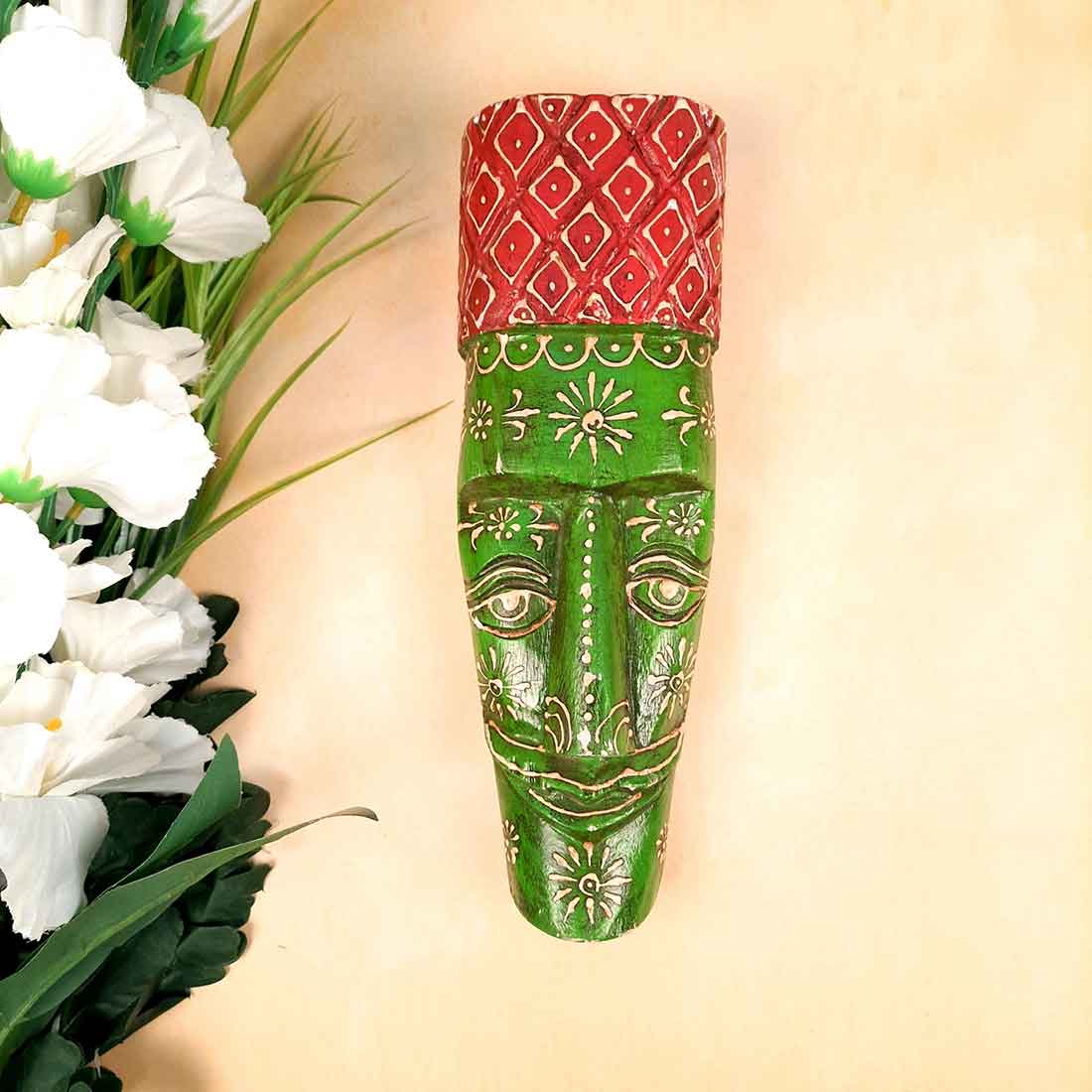 African Style Wall Decor Mask | Tribal Art Masks - For Home, Entrance & Wall Hanging (Pack of 2) - 12 Inch - Apkamart